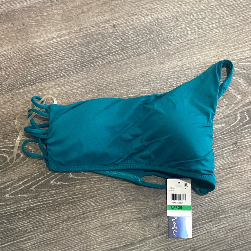 Isabella Rose One Shoulder Green Bikini Top Swimsuit Separates Large New 4/25